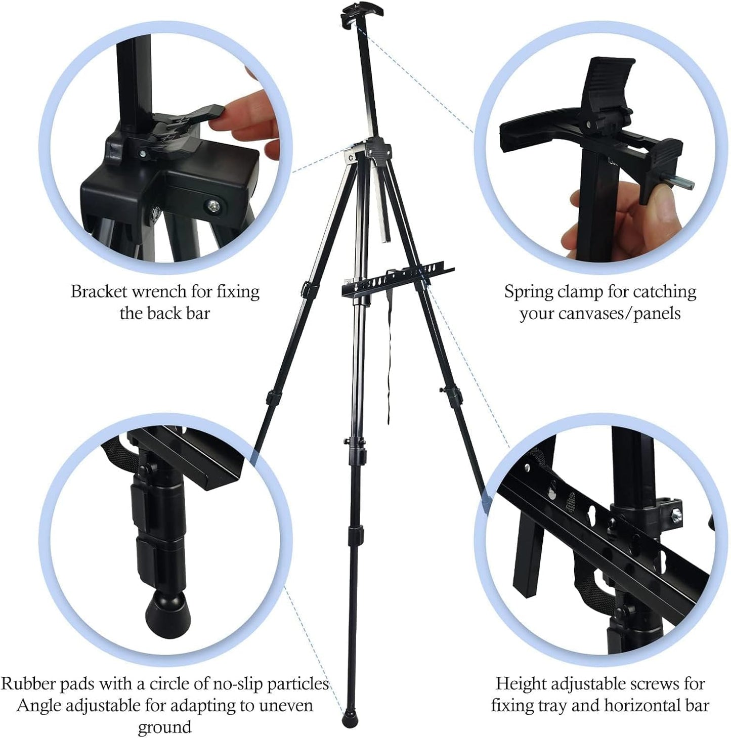 Art Painting Display Artist Easel Stand,Ns Jymb Portable Metal Adjustable Easels for Painting Canvases Height from 17 to 66 Inch - Carry Bag for Table-Top/Floor Displaying and Wedding Signs - Black