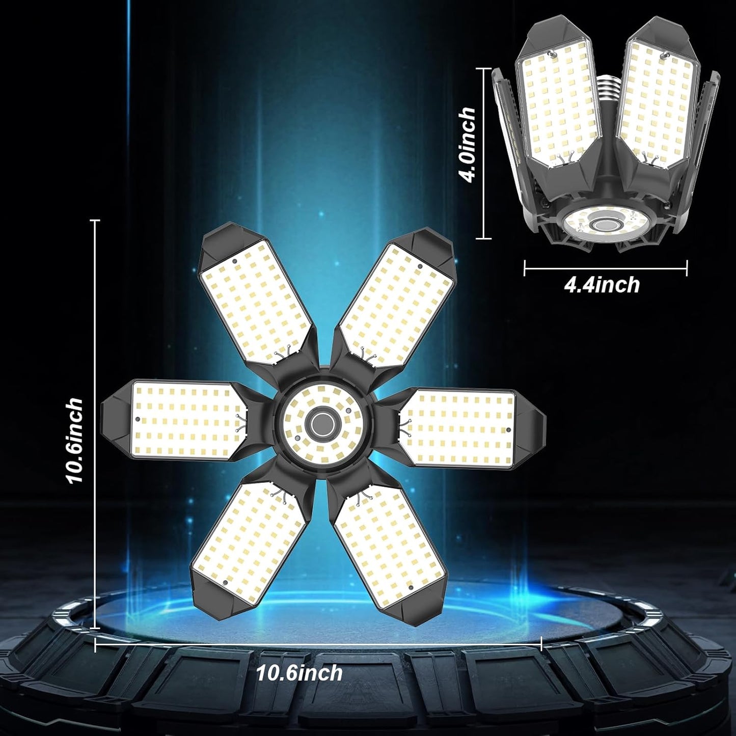 Led Garage Lights 8 Pack 200W Super Bright Ceiling Led Shop Lights, E26/E27 Base, 6500K, 22000LM Deformable Garage Light Ideal for Basement, Attic and Workshop Commercial Bay Lighting