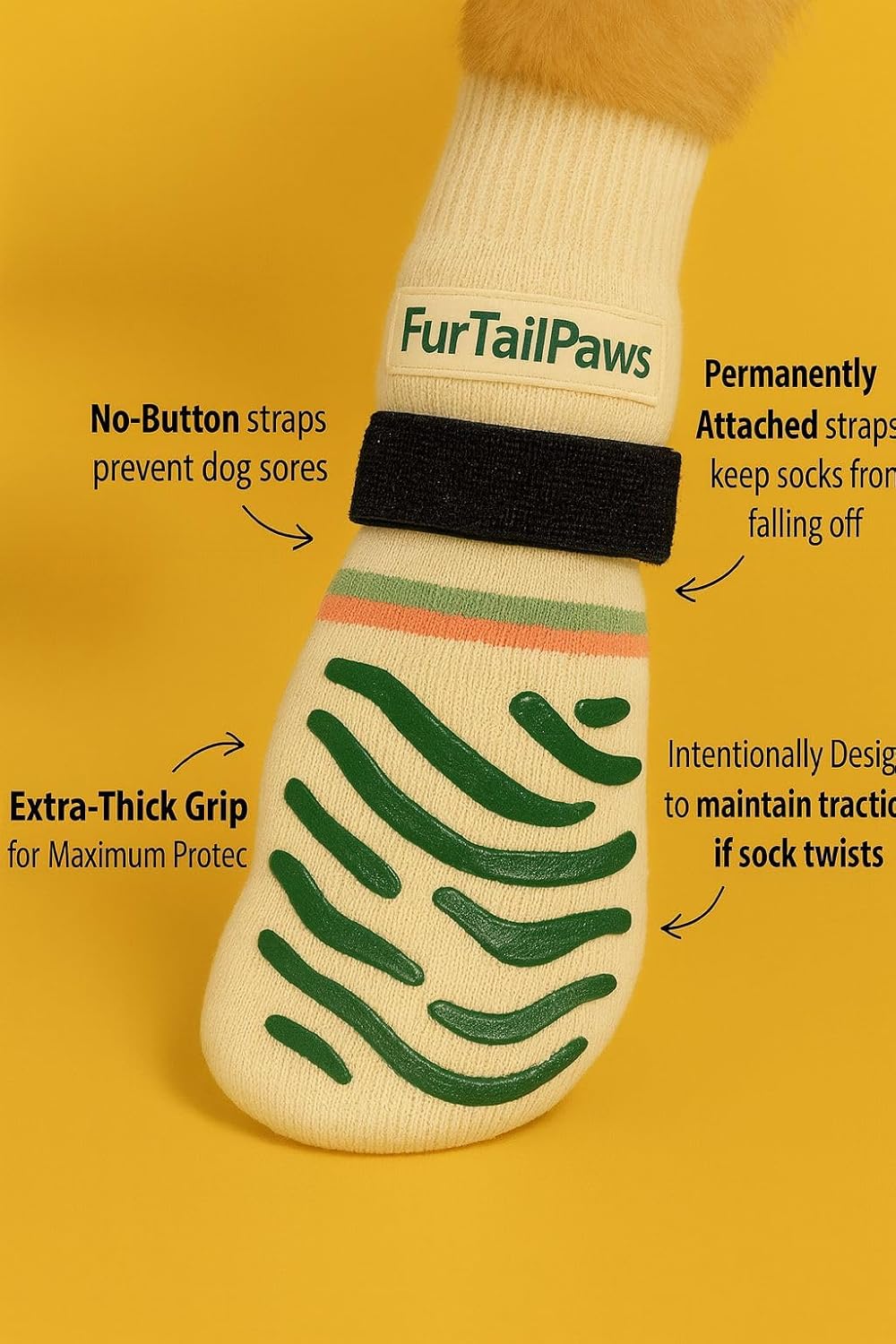 Anti-Slip Dog Socks with Grip Strap (BIEIGE, S)