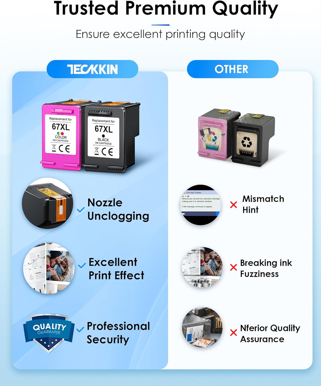 67XL Ink Cartridge Black/Color Combo Pack Replacement for HP Ink 67 67XL Printer Ink Works for HP DeskJet 2827e 4227e 2755e 2855e 2800 4155e 2755 2852e Envy 6055e 6000 6455e(2 Pack)