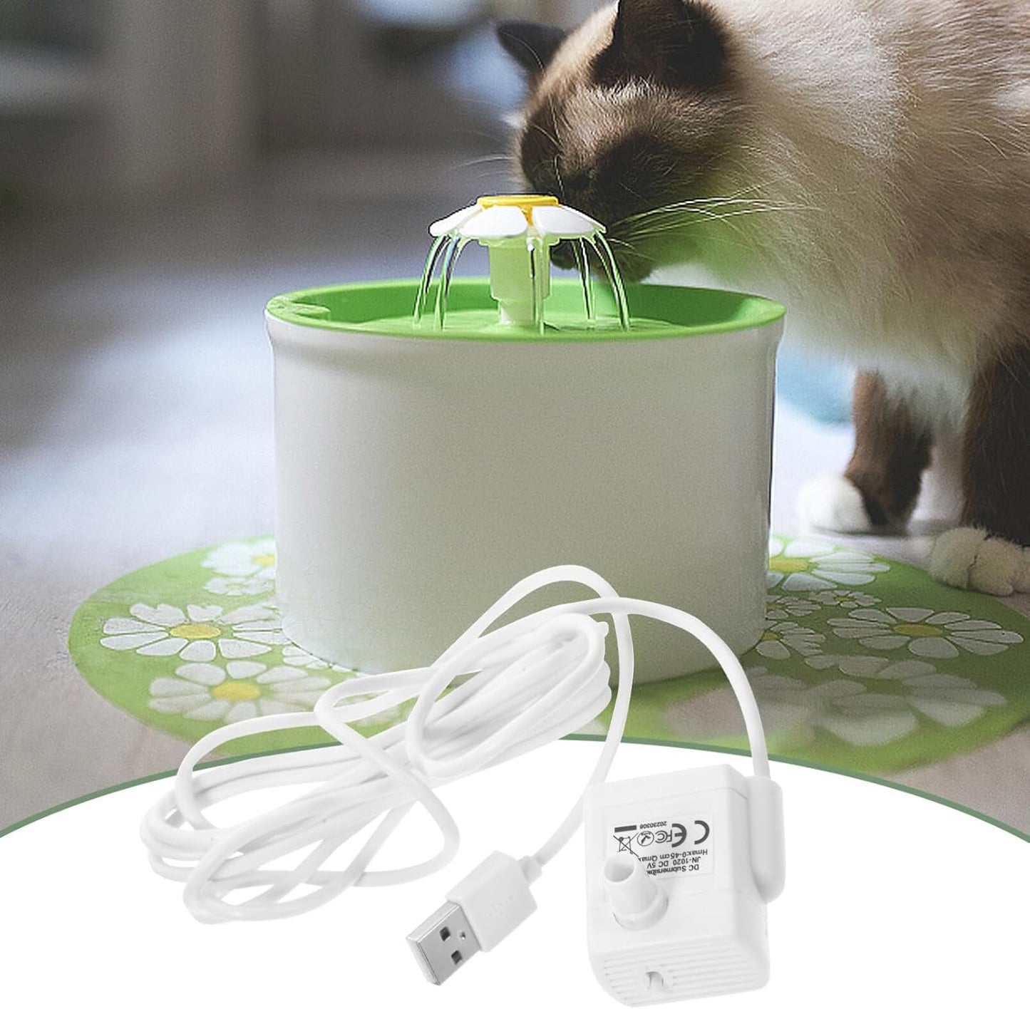 Kichvoe Pet Water Fountain Pump with 3 Modes Submersible Quiet Water Dispenser Pump for Cats Dogs Adjustable Flow Bite-Resistant Compact 1.57 Inch
