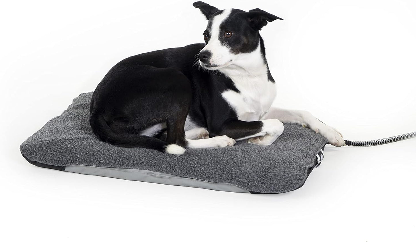 K&H Pet Products Lectro-Soft Orthopedic Outdoor Heated Dog and Cat Bed for Medium Dogs or Big Cats, Soft/Flexible Safety Listed Warming Pad, Waterproof, Washable Cover - Medium 24 X 19in Gray 40W