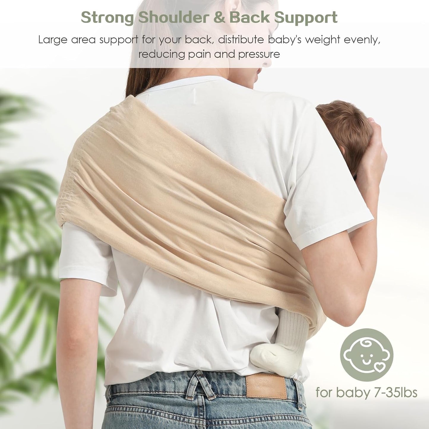 Baby Ring Sling Wrap, Lightweight Baby Carrier Sling Toddler Sling, Cotton Infants Wraps Carrier (7-35 lbs) for Toddlers, Cream