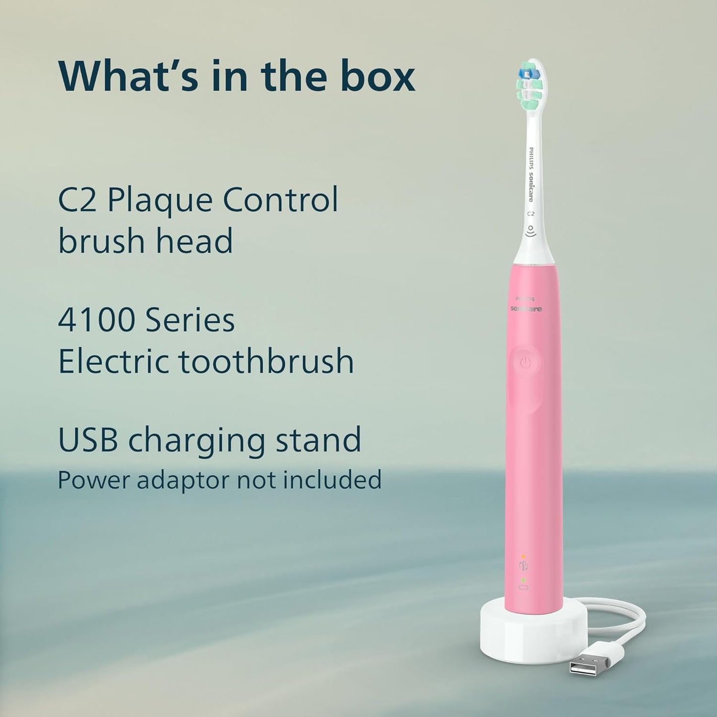 Philips Sonicare 4100 Series Electric Toothbrush - Sonic Toothbrush with Advanced Sonic Technology, Pressure Sensor, Two Intensity Settings, Smartimer & Quadpacer, Deep Pink, Model HX3681/26