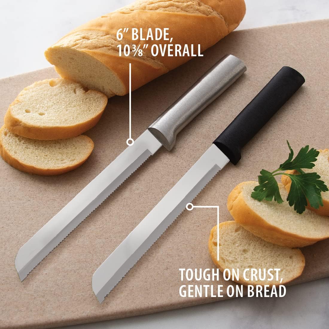 Rada Cutlery 6" Bread Knife (W236), Stainless Steel Serrated Blade, Black Handle