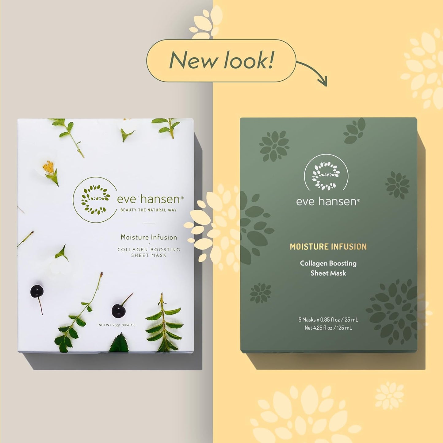 Eve Hansen Collagen Sheet Mask (5 Pack) – Hydrating Face Masks Skincare with Hyaluronic Acid – Plumping Firming Facial Sheet Mask for Mature & Dry Skin – Vegan