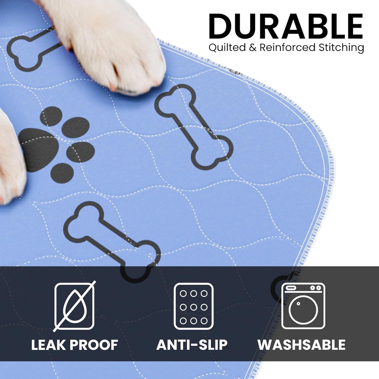 Buddy's Best Washable Pee Pads for Dogs - Medium (36"x41") - Ultra-Absorbent, Non-Slip, Ideal for Larger Areas, Training, Incontinence - (2-Pack) + Bonus Grooming Glove