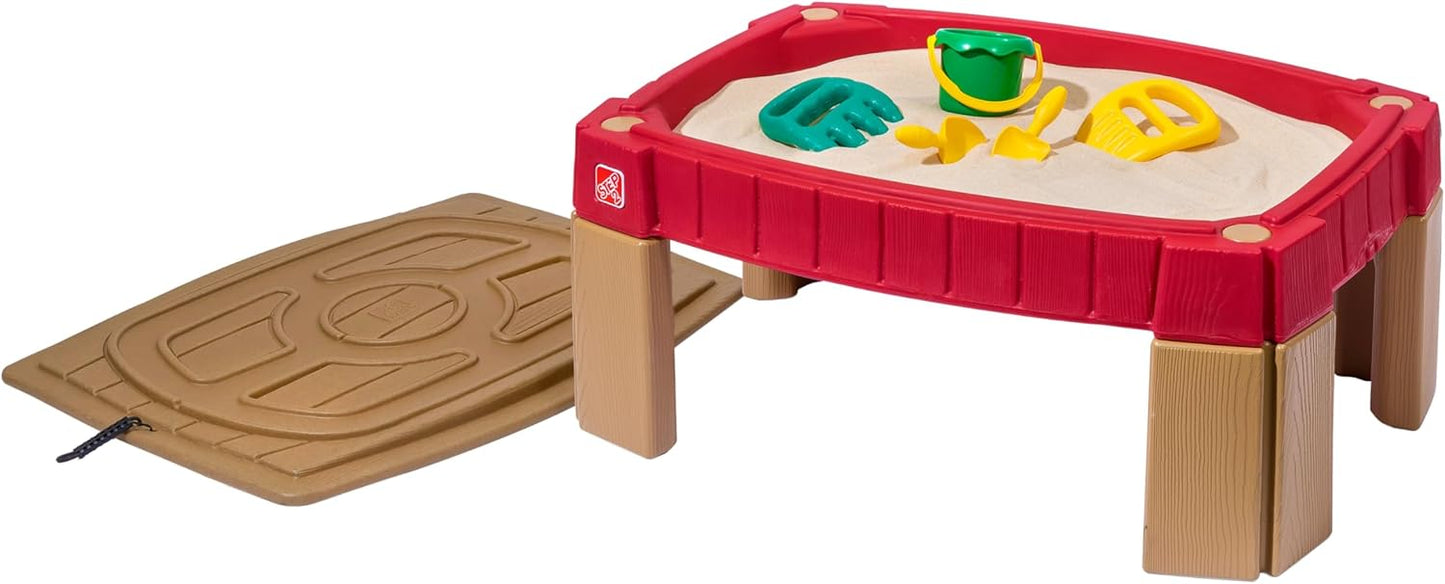 Step2 Naturally Playful Sand Table, Kids Sand Activity Sensory Table, 5 Piece Accessory Kit, Toddler Summer Outdoor Toys, 2+ Years Old