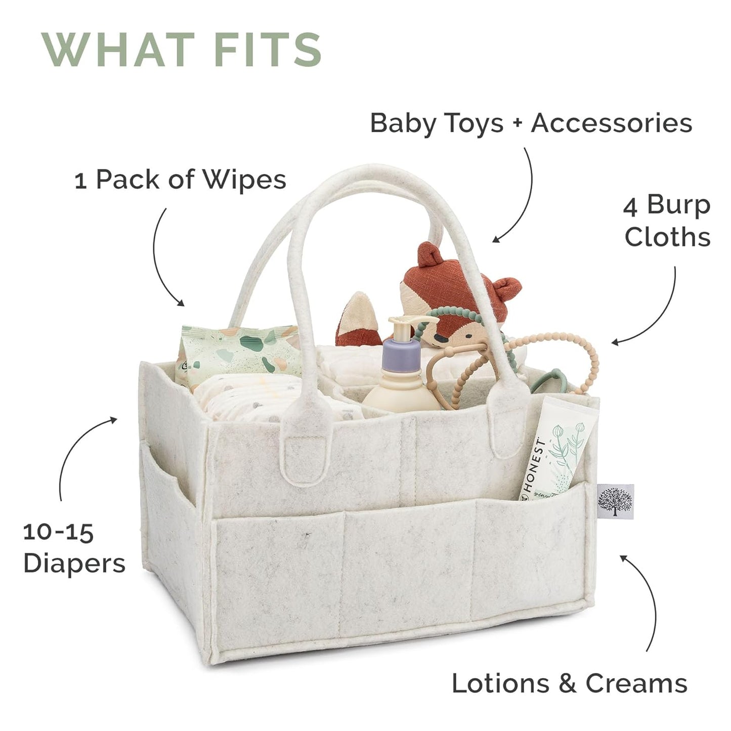 Parker Baby Diaper Caddy - Nursery Storage Bin and Car Organizer for Diapers and Baby Wipes - Oatmeal, Regular