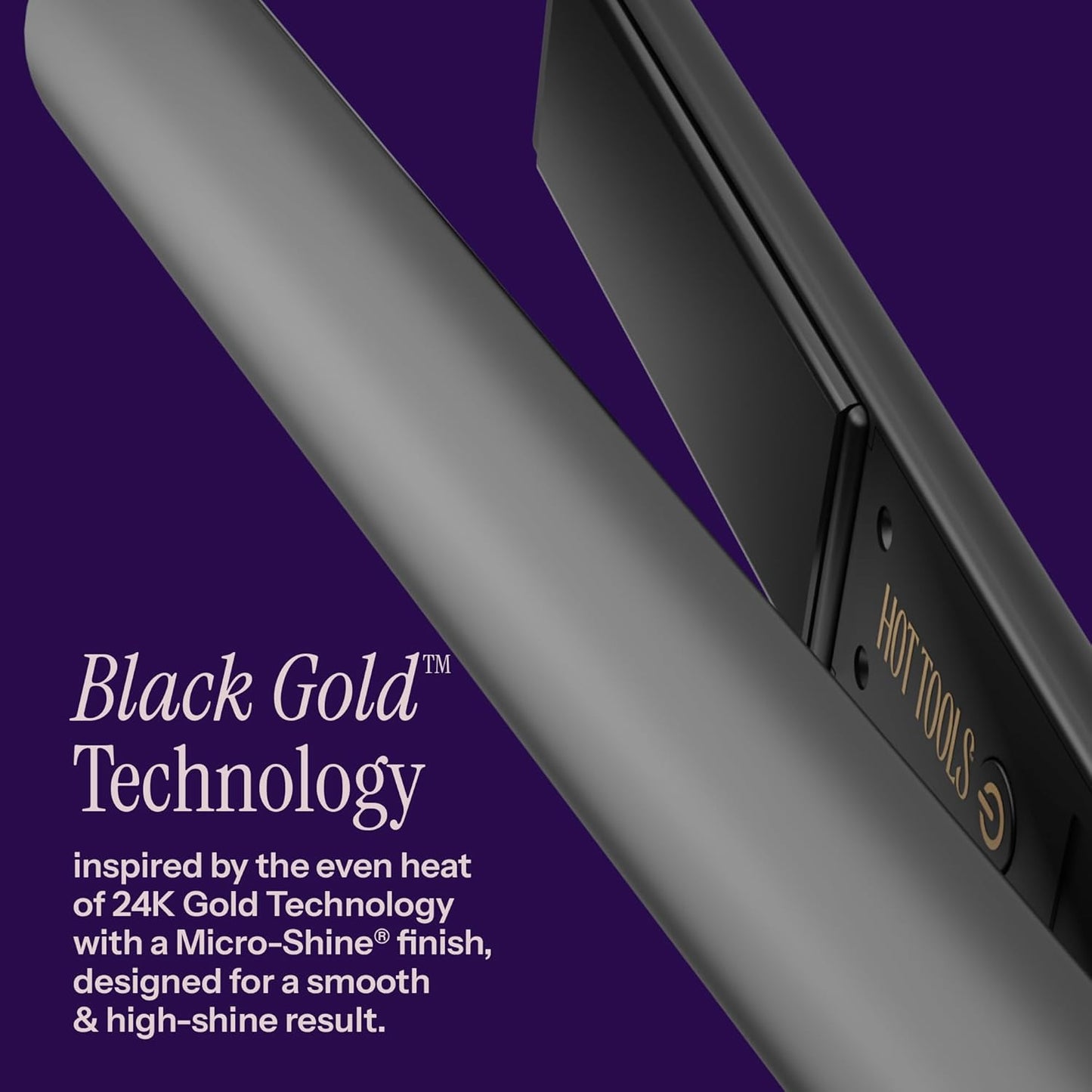HOT TOOLS Black Gold Ionic 1 1/4 Inch Flat Iron, Use as Straightener for Sleek Straight Hair or Use Rounded Edges for Shiny Curls and Waves, Stylist-Preferred