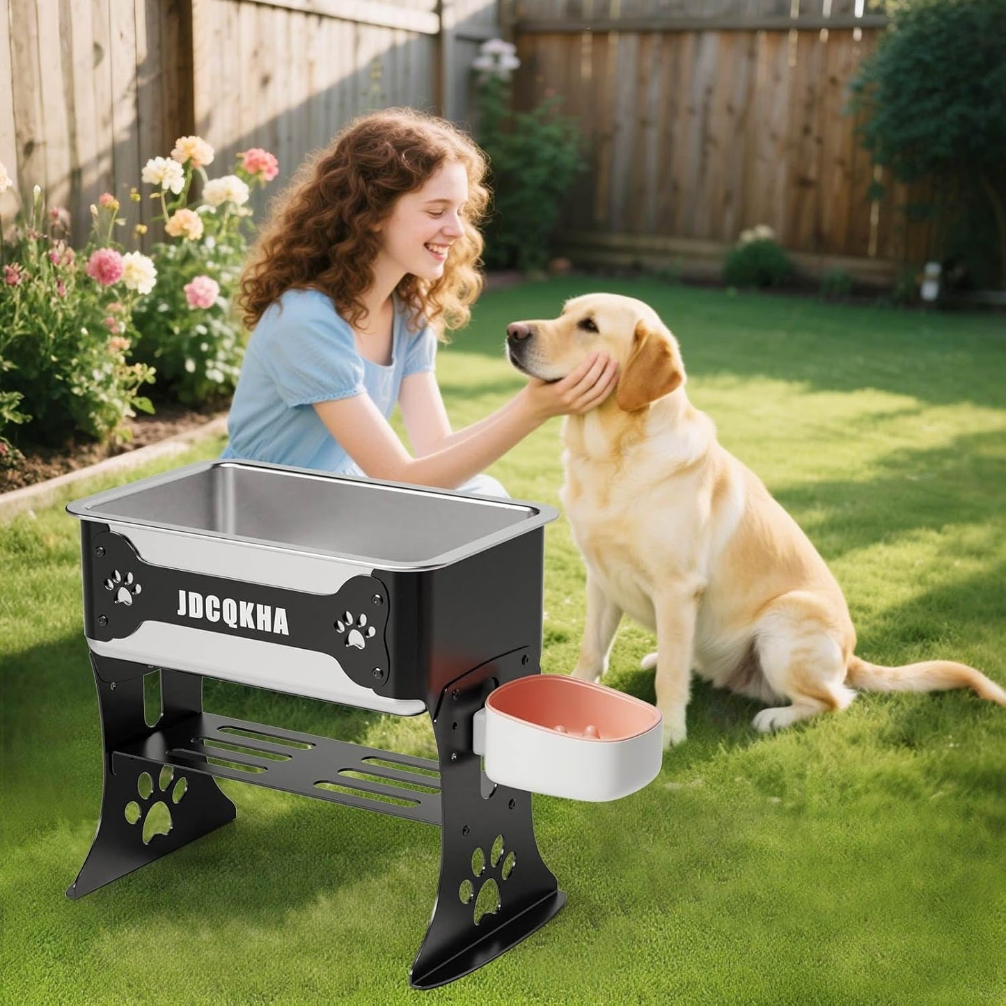 3 Gallon Elevated Large Dog Water Bowl, 3 Height Adjustable Stainless Steel Raised Dog Water Bowl Stand for Large Breed, Metal Pet Bowl Stand for Relief Joint Pressure, Easy Clean (Black)