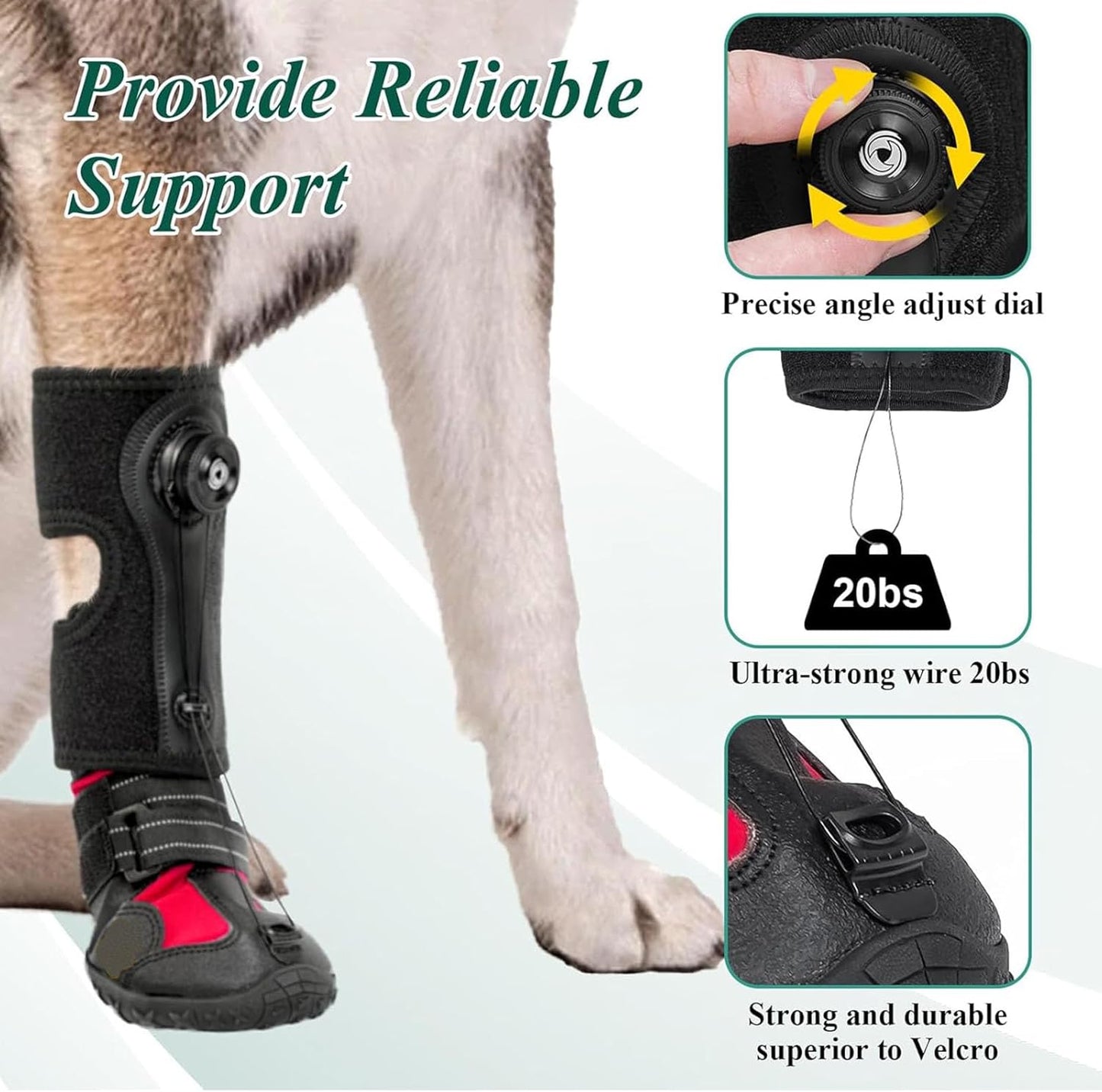 Diydeg Drop Foot Brace, Breathable Non Slip Sole Bottom Dog Boot Foot Protector, Corrective Dog Shoes to Safely Lift Toes for Foot Issues, Arthritis, Improving Walking Gait in Dogs (M)