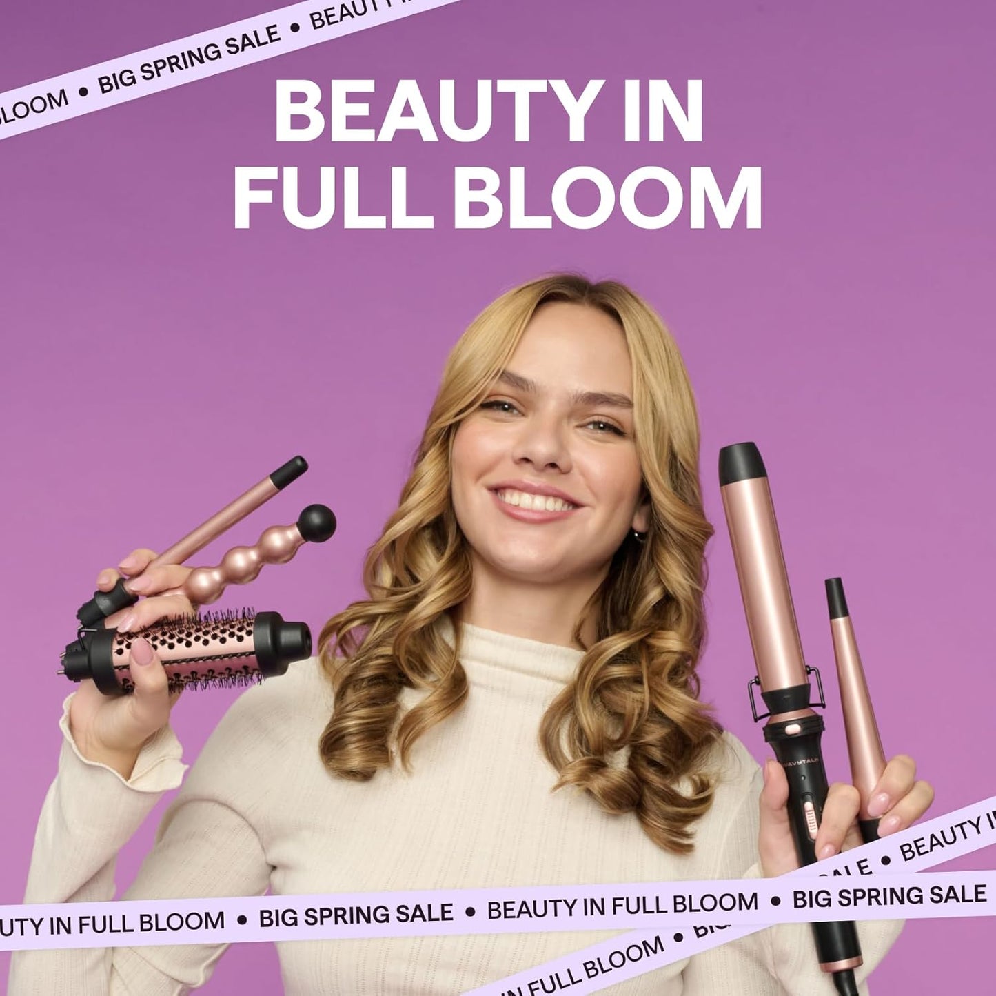 Wavytalk 5 in 1 Curling Wand Set, Multi Curl, Curling Wand Set with Thermal Brush and 4 Interchangeable Ceramic Curling Wand(0.5”-1.25”), Instant Heat Up Wand Curling Iron