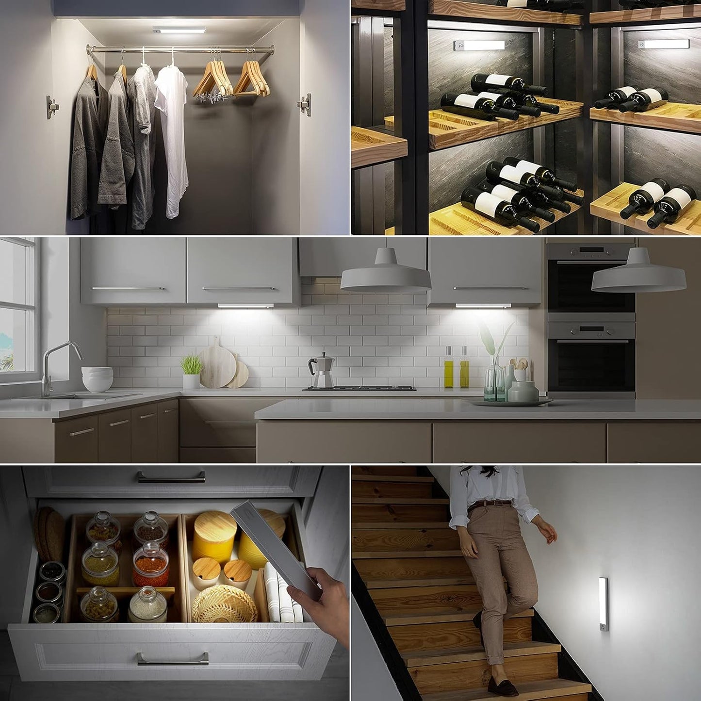 BLS 36 LED Closet Light Battery Powered, Super Bright Under Cabinet Lighting, Motion Sensor Indoor, Wireless, 1500mAh Rechargeable Battery Operated, 3 Pack