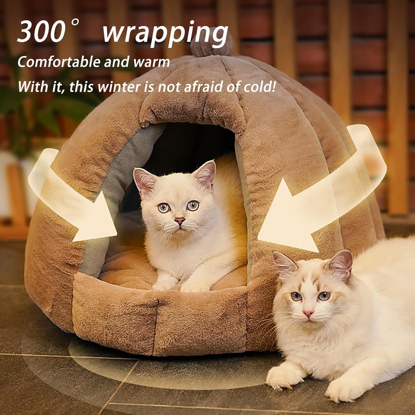 Cat Bed for Indoor Cats Machine Washable Cat Tent Dog Beds for Small Dogs, Puppy, Kitten, Rabbit Soft and Warm Indoor Cat House,Green,L