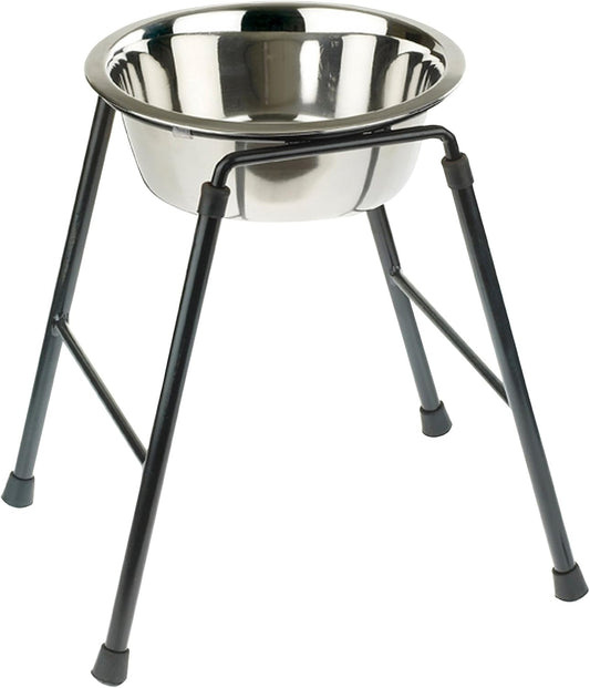 CLASSIC Pet Products Single Feeder High Stand with 4000 ml Stainless Steel Dish, 370 mm Tall