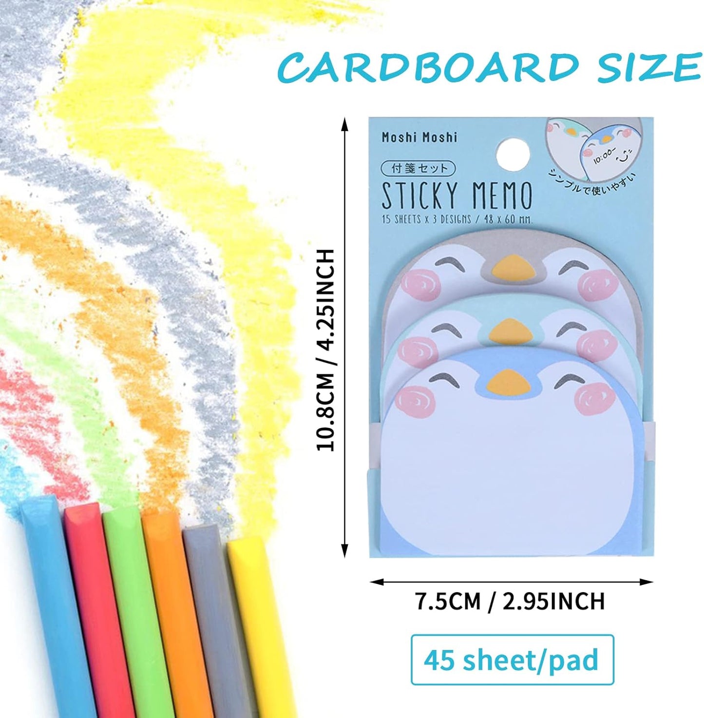 Cute Sticky Notes, 6 Pack Cartoon Sticky Notes Animals Shape Markers Flags Self-Stick Memo Pads Students Home Office Roommates Gifts Tab Supplies 270 Sheets