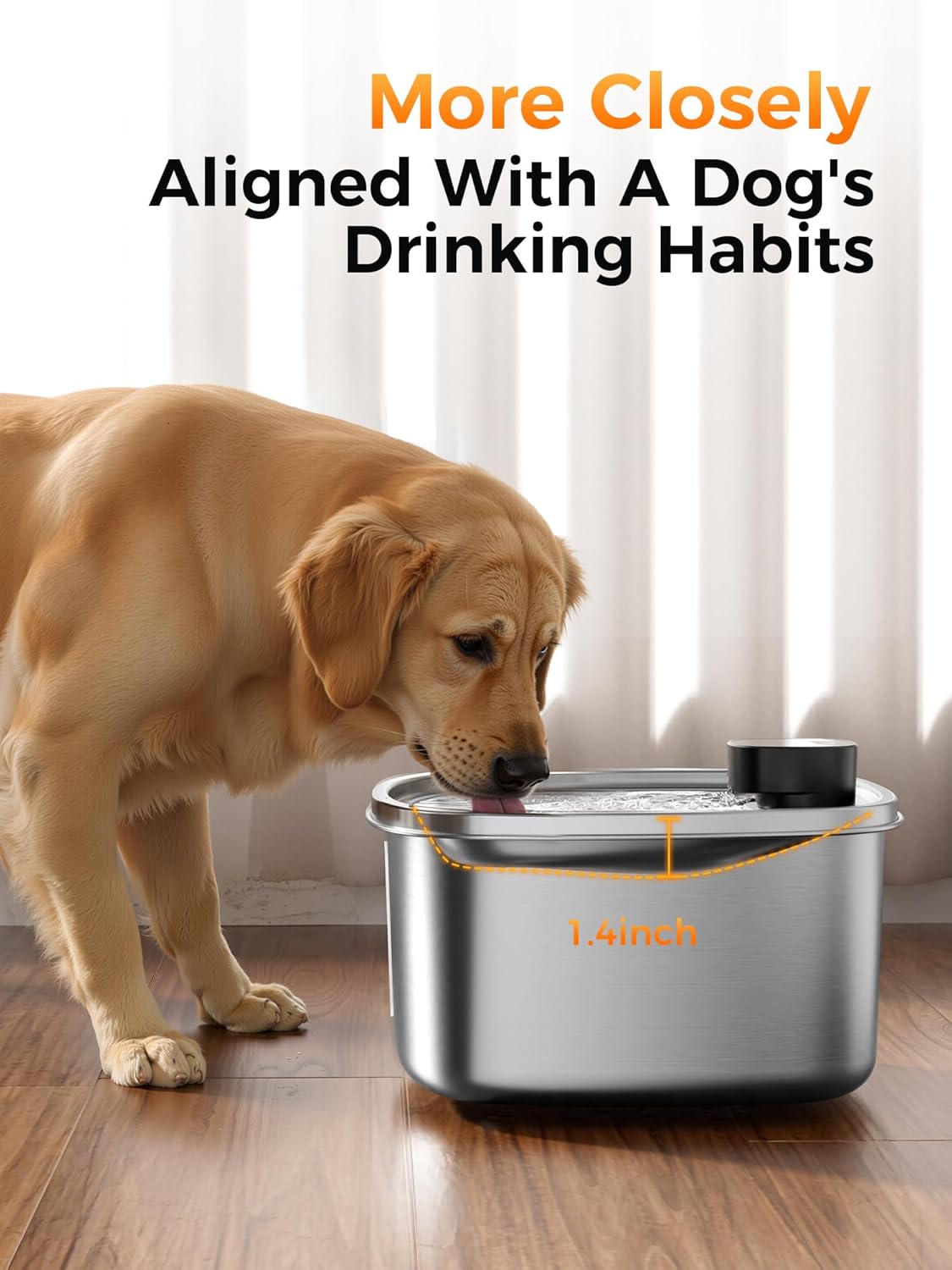Water Fountain for Dogs Home Outdoor Multi-Pet Stainless Steel 10L/2.64gal Wireless Large Dogs Motion Sensor Dispenser Filtered Cordless Bowl Waterer -Wireless Stainless Steel&1Filters
