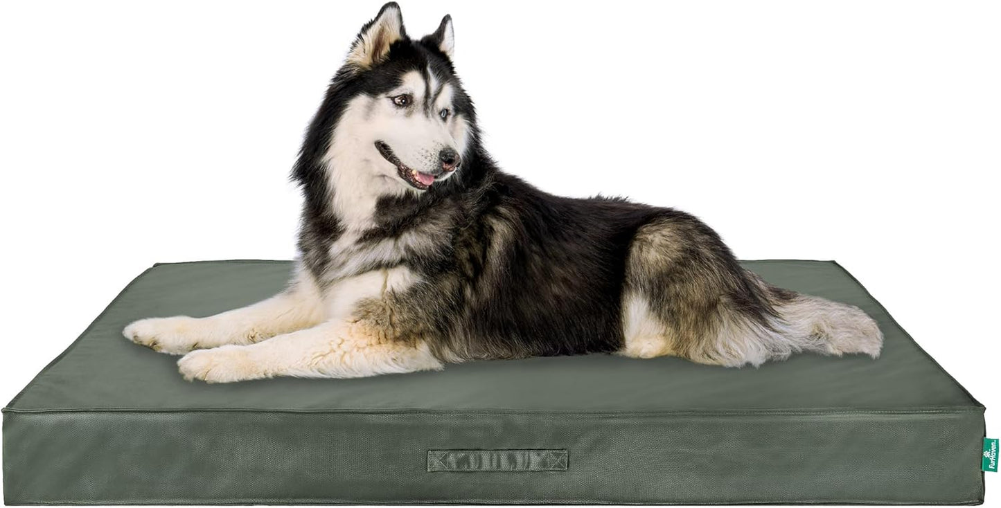 Premium Indoor-Outdoor Deluxe Mattress Pet Bed, Dark Olive, JumboPlus