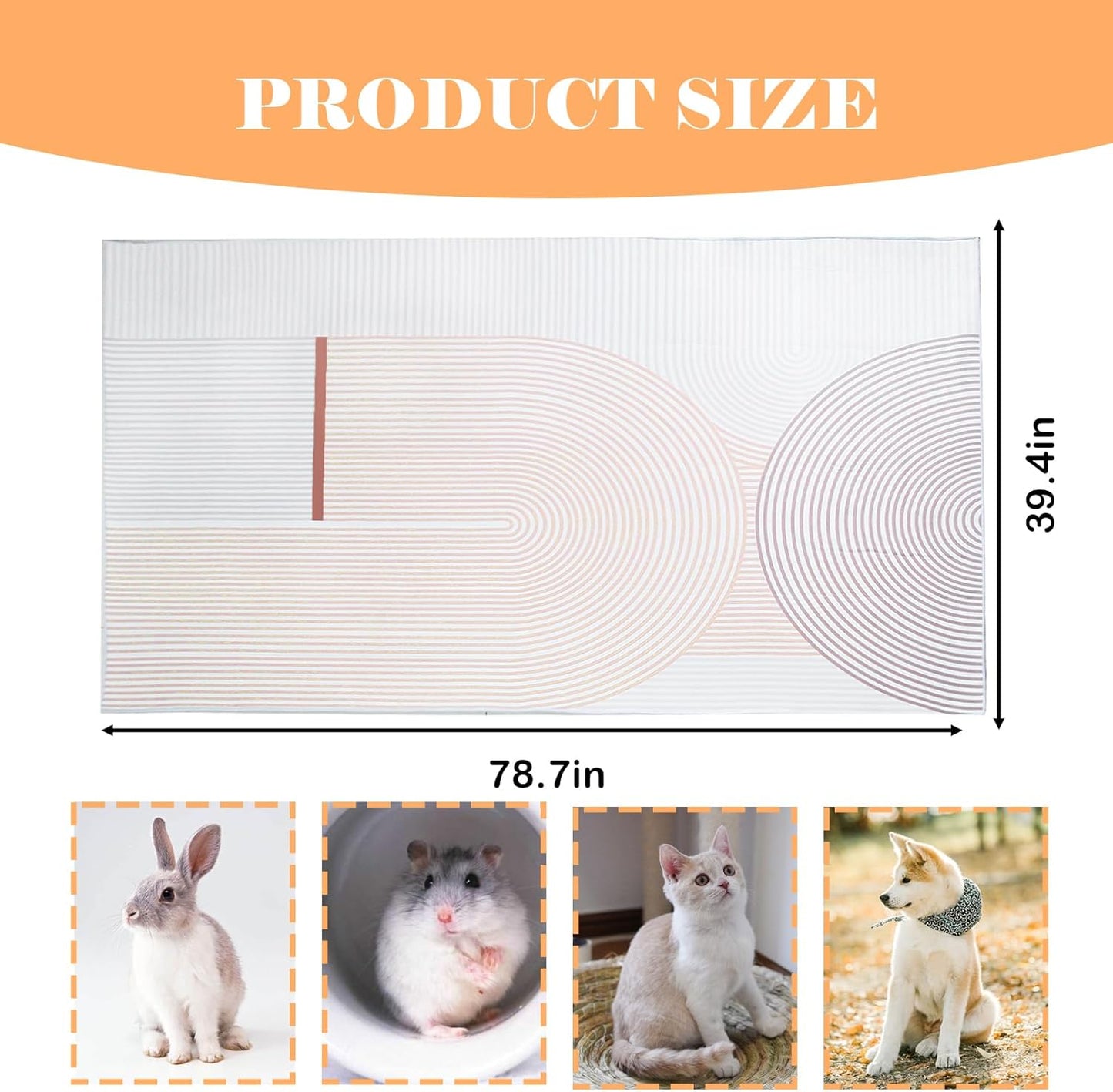 kathson Large Rabbit Cage Liner 78.7”×39.4” Guinea Pig Bedding Bunny Washable Floor Mat Reusable Absorbent Non Slip Pet Pee Pad for Small Animals Cages Hamster Chinchilla Cat Dog