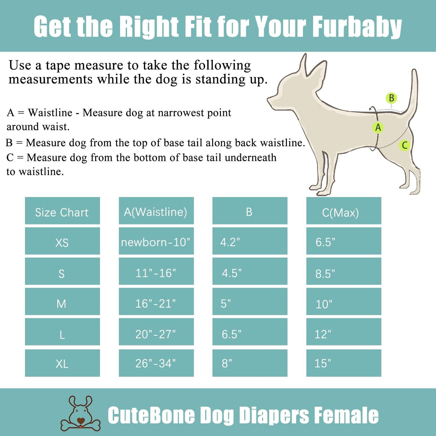 CuteBone Dog Diapers Female 3 Pack Reusable Doggy Diapers with One Suspender for Small Medium Large Dog Period BDD01M