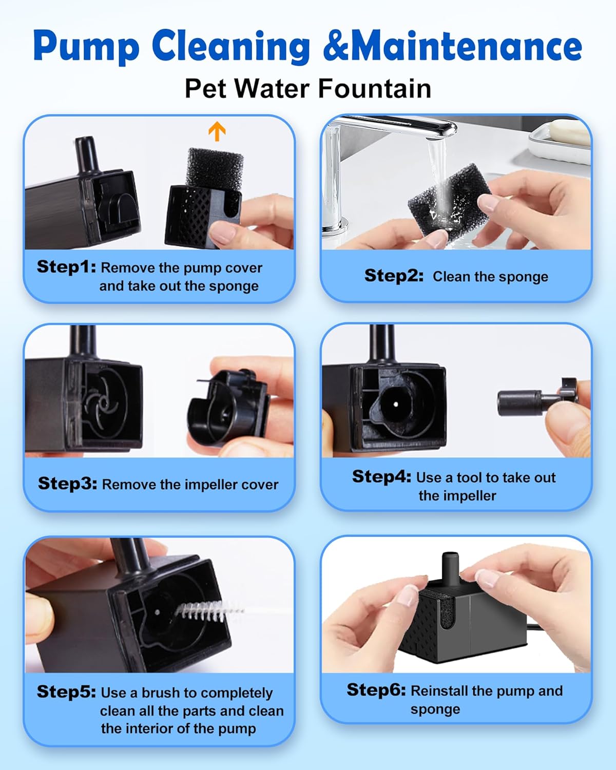 2026 Upgrade Pump with Light for FurryPlanet 3Gal Ultra-Purification Large Dog Water Fountain Stainless Steel,Two Metre Extension Cord,Low Water Indicator