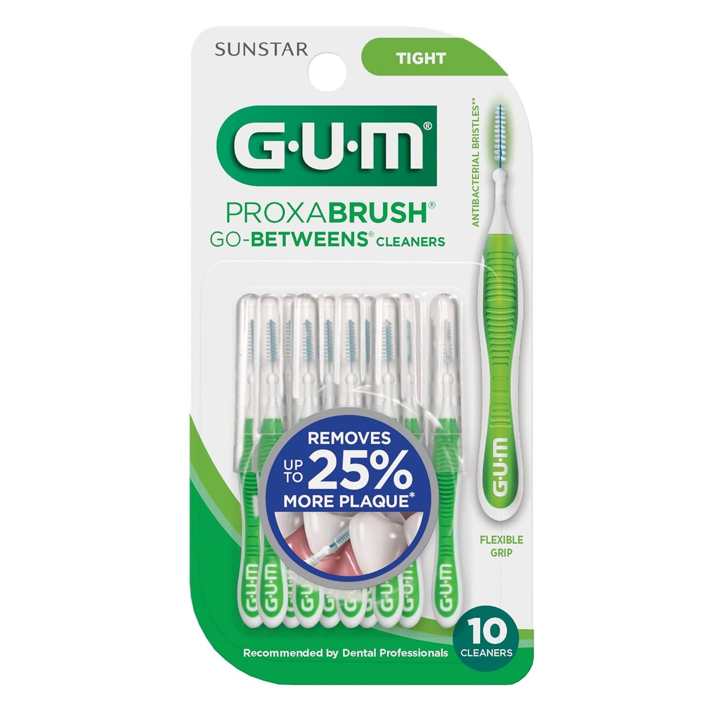 GUM Proxabrush Go-Betweens - Tight - Interdental Brushes - Soft Bristled Dental Picks for Plaque Removal Health - Safe for Braces & Dental Devices, 10 Count (Pack of 4) 40 Total