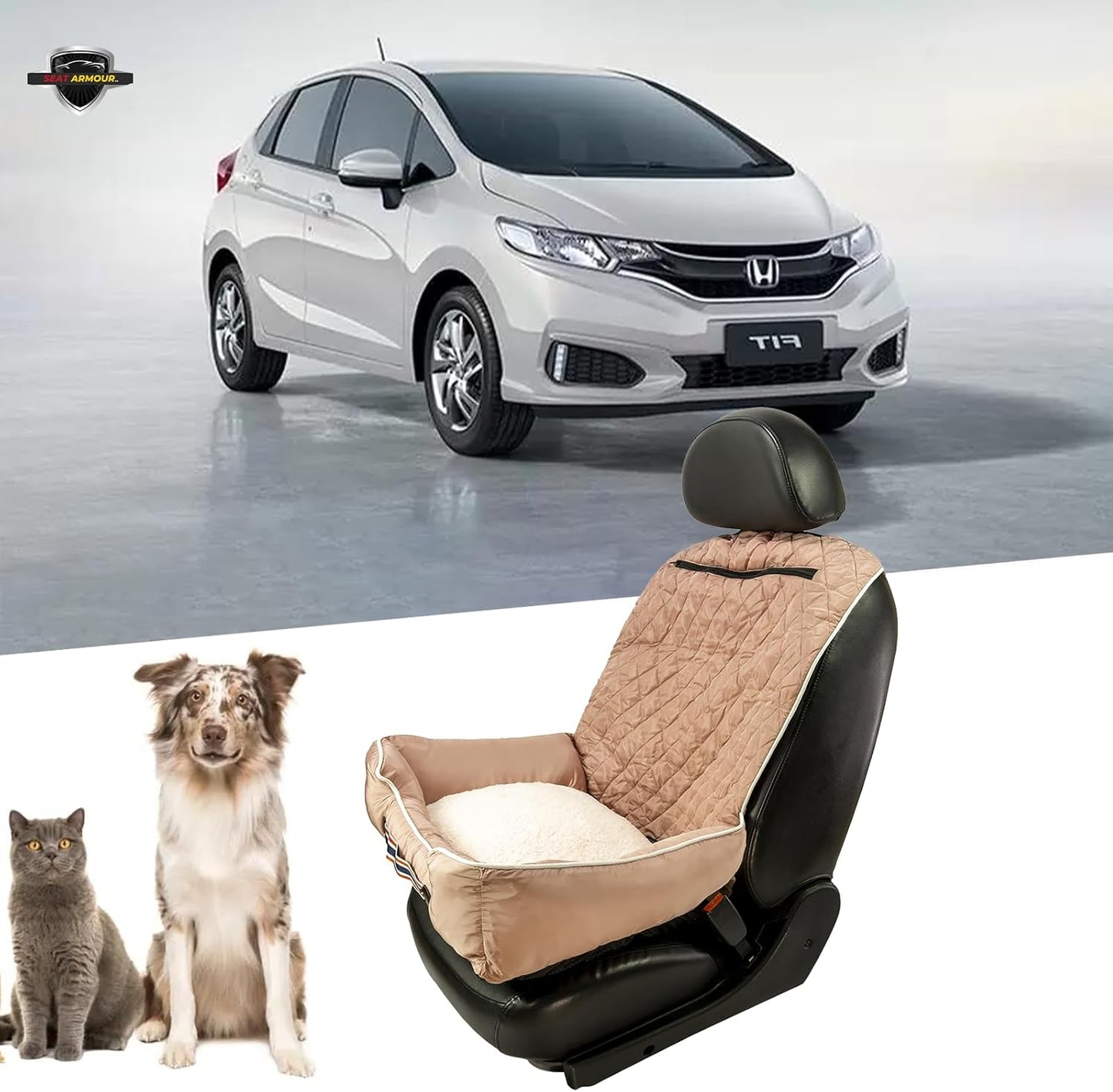 Seat Armour PET2GO101T Pet2Go Tan Car Pet Bed and Seat Cover, 26x20x6, 3.5 lbs