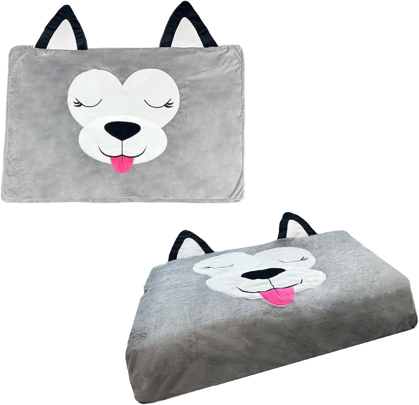 Happy Nappers Pet Bed in A Box Slipcover: Hutch The Gray Dog - XLarge -42x28 Character Bed Case, Stuff & Fill with Your Scent-Pillows-Clothes