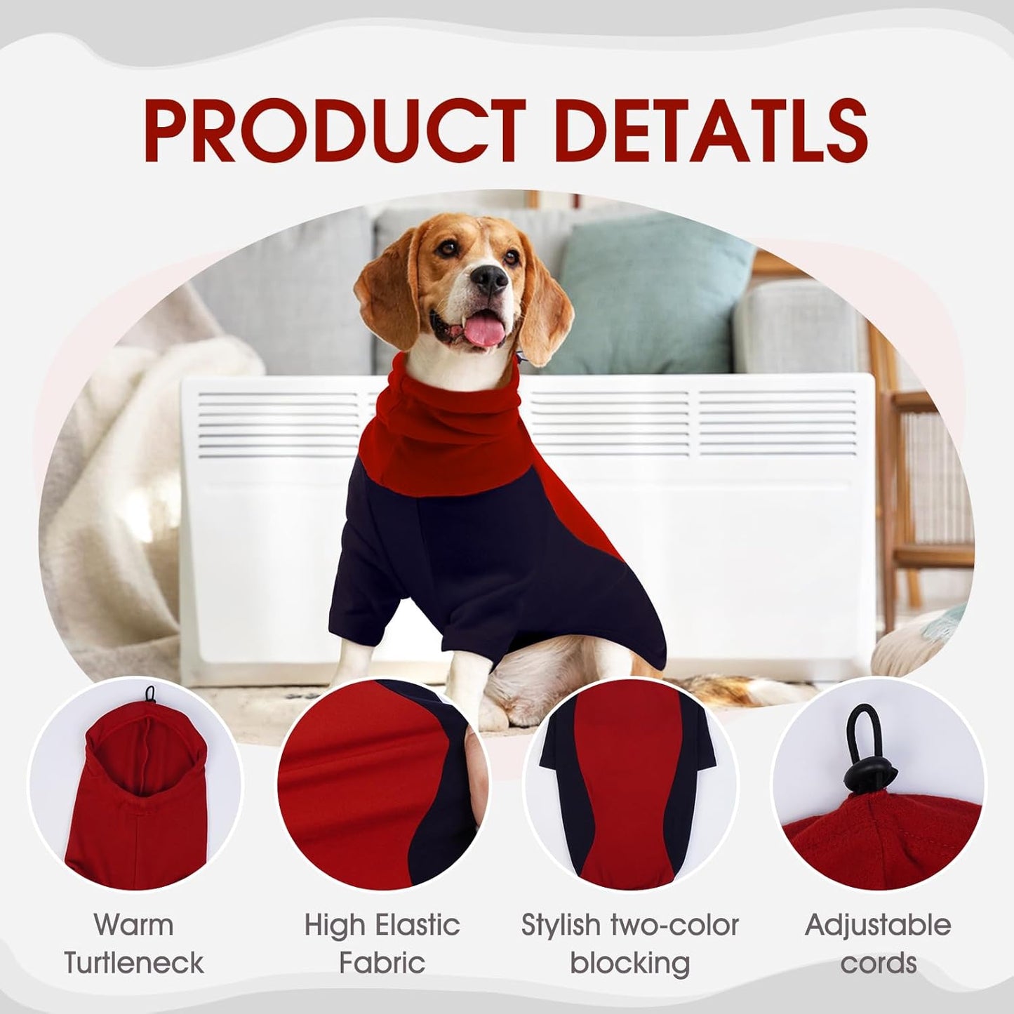 BRKURLEG Warm Dog Hoodie Dog Sweater Dog Anxiety Jacket with Ear Wrap Dog Fleece Shirt Adjustable Quiet Head Cover Sleeves Winter Soft Calming Vests for Dogs and Cats with Earmuffs, Dark Blue XS
