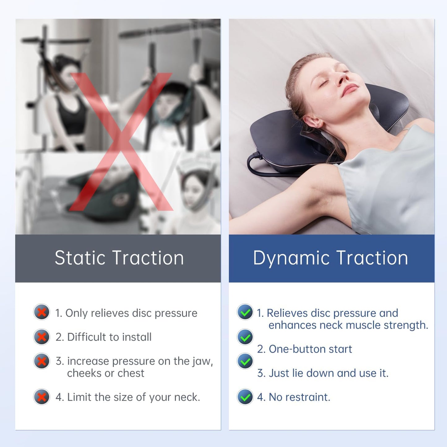 Multi-Functional Cervical Traction Device, Electric Neck Stretcher with Dynamic Neck Stretching, 3 Modes Electrotherapy and Hyperthermia to Relieve Neck Pain, 104 to 122℉(40 to 50℃), Easy to Use
