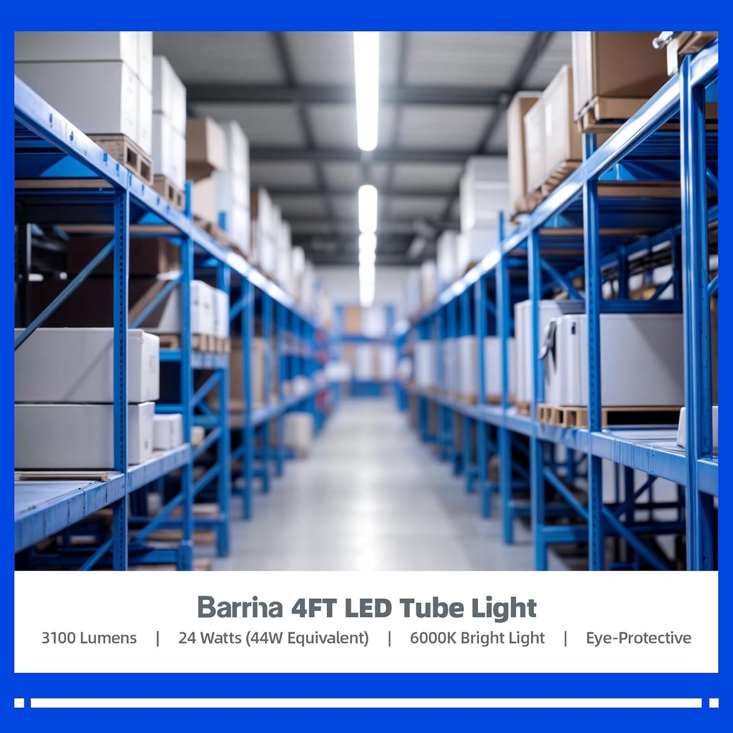 Barrina 4FT LED T8 Type B Light Tube, 24W, 3500LM, 6000K Bright Light, Ballast Bypass, 4 Foot Fluorescent Replacement Tube, Dual-End Powered, T8 T10 T12 LED Replacement, Frosted Cover, 16 Packs