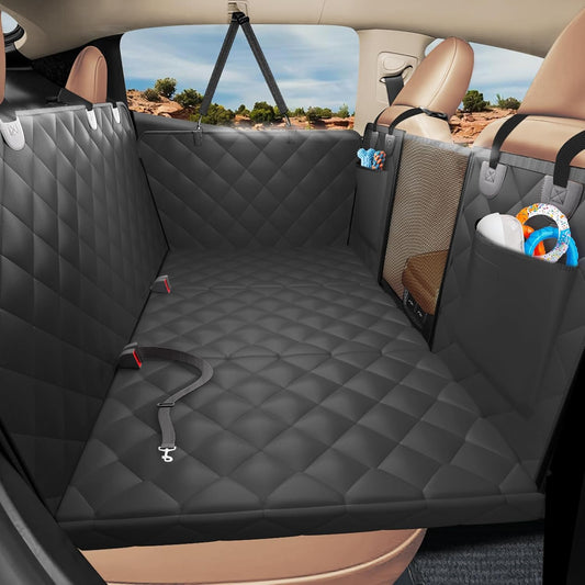 Back Seat Extender for Dogs-Large Space, Upgraded Egg Crate Foam Soft Dog Car Seat Cover Holds 420lb, Sturdy Backseat Extender for Dogs, Waterproof Pet Car Bed Dog Hammock for Car, SUV, Truck