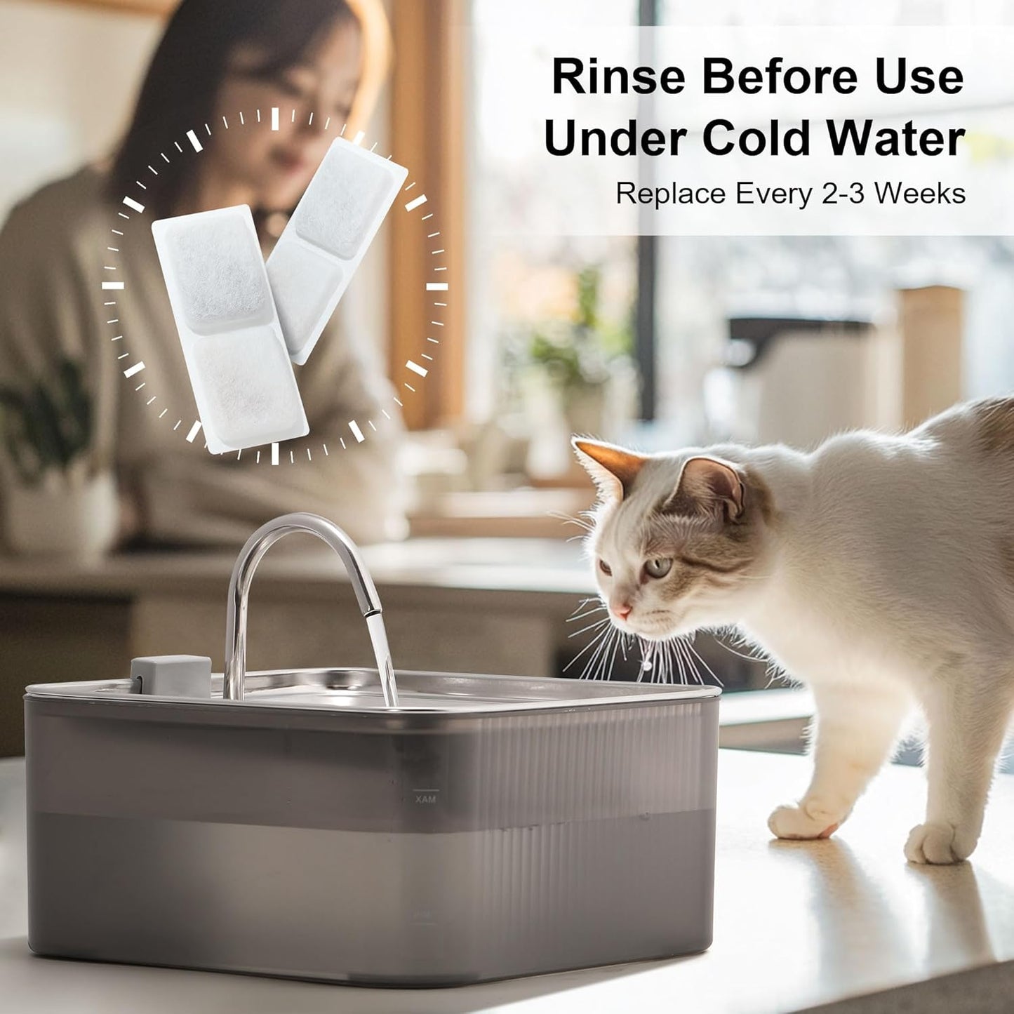 FUKUMARU Dog Water Fountain - 1.8 Gal/236oz/7L Ultra Quiet Pump (28.5dB) & 4-Stage Filter System Stainless Steel & ABS Kitty Water Fountains for Multi-Cat/Dog Homes, with 3 Filters