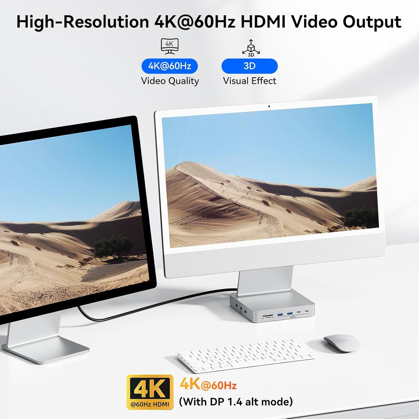 13-Port USB C Hub for iMac 24 inch 2021/2023/2024, iMac Accessories for iMac M1/M3/M4, iMac USB Hub with 5 USB-A & 2 USB-C 3.0 Ports, 4K@60Hz HDMI, 1Gbps Ethernet, SD/TF, M.2 NVME SSD (Not Included)