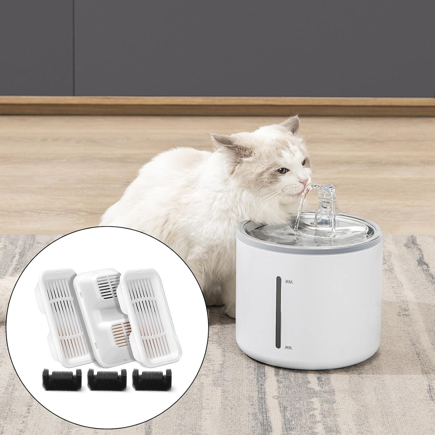 Pet Water Drinking Fountain and Sponges Replacement Accessories for Automatic Cats Water Dispenser Pet Water Fountain
