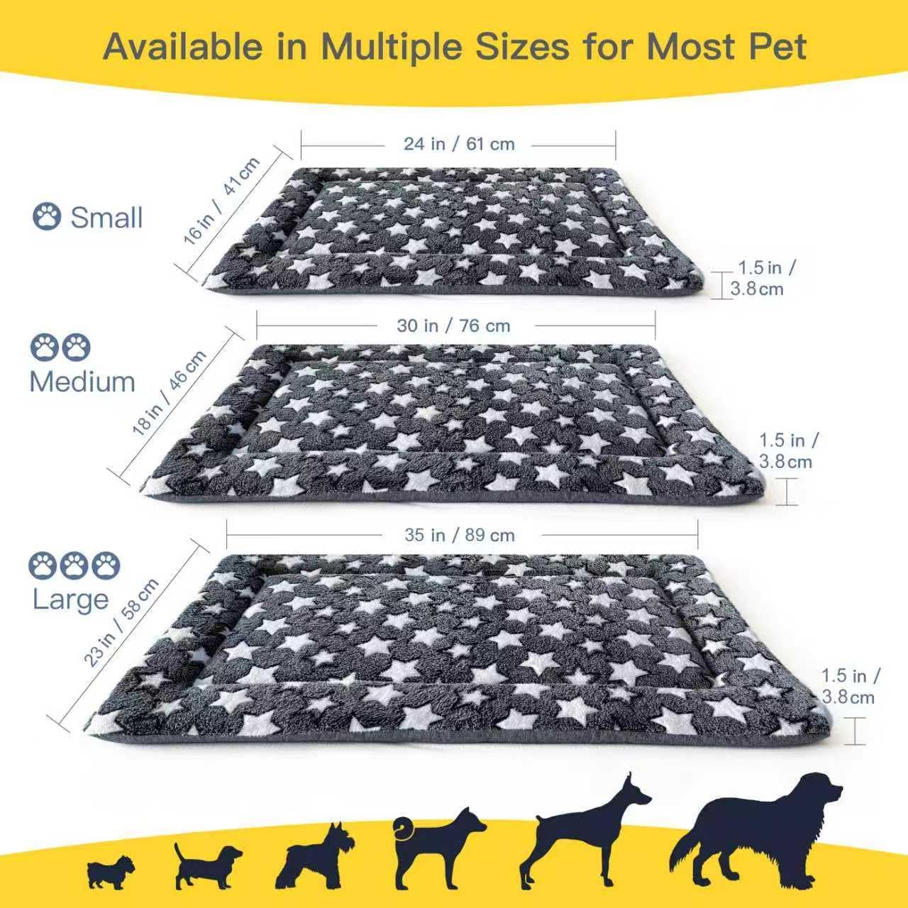 Small Dog Bed Mat, Puppy Bed for Dog Crate, Washable Dog Crate Pad with Non-Slip Bottom, Soft Kennel Mat for Cage, Cat Bed for Indoor Cats, Sleeping Mat with Dog Blanket Feel, Gray, 24x16x1.5 in