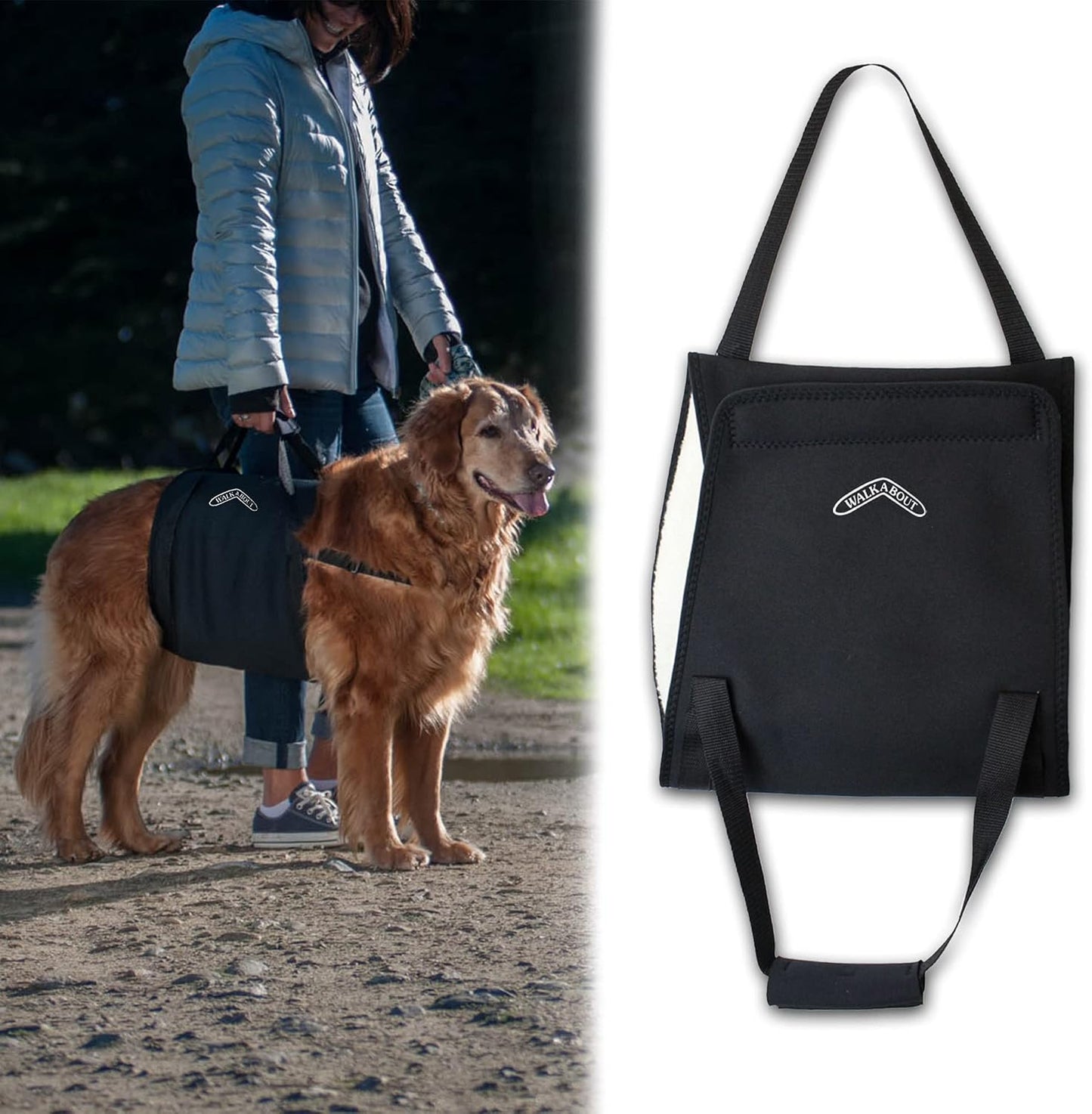 Walkabelly Support Sling, Easy-to-Use Belly Harness for Daily Mobility, Stop Straining to Lift Your Pet, Quick-Lift Original Design by Walkabout Harnesses (MedLarge Walkabelly)