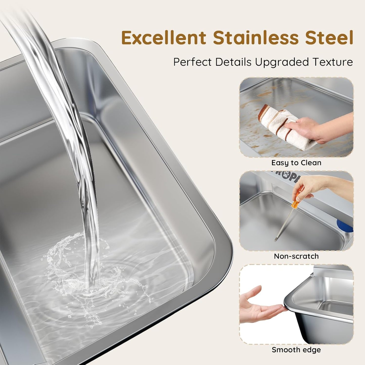 2 Gallon Automatic Dog Water Dispenser, Stainless Steel Water Bowl for Pets & Livestock, Large Auto Fill Waterer Feeder, No Electricity, Fit 3/4" GHT Faucet, Anti-Tip Design