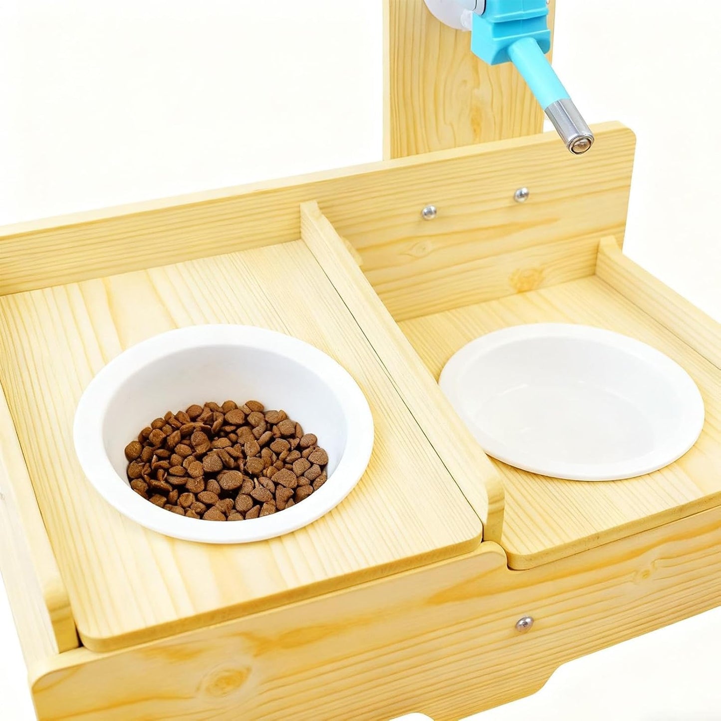 Pet Hydration Station, Portable Raised Wooden Feeder, Multi Purpose Drinking Bowl with Long Lasting Utility Design, Accessories for Rabbits Ferrets Guinea Pigs Small Pets Patio Porch Yard Garage