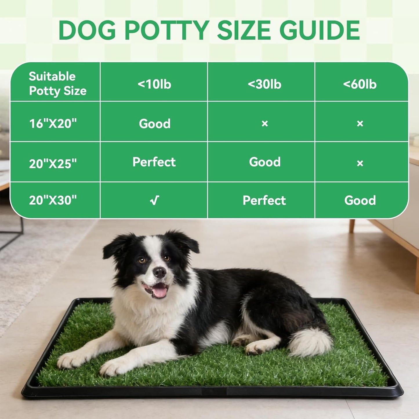 Dog Grass Pad with Tray,20"x25" Dog Litter Box, Artificial Turf Potty System with 2 Reusable Grass Patches + Washable Pee Pads, Portable Indoor Outdoor for Balcony Patio Apartment