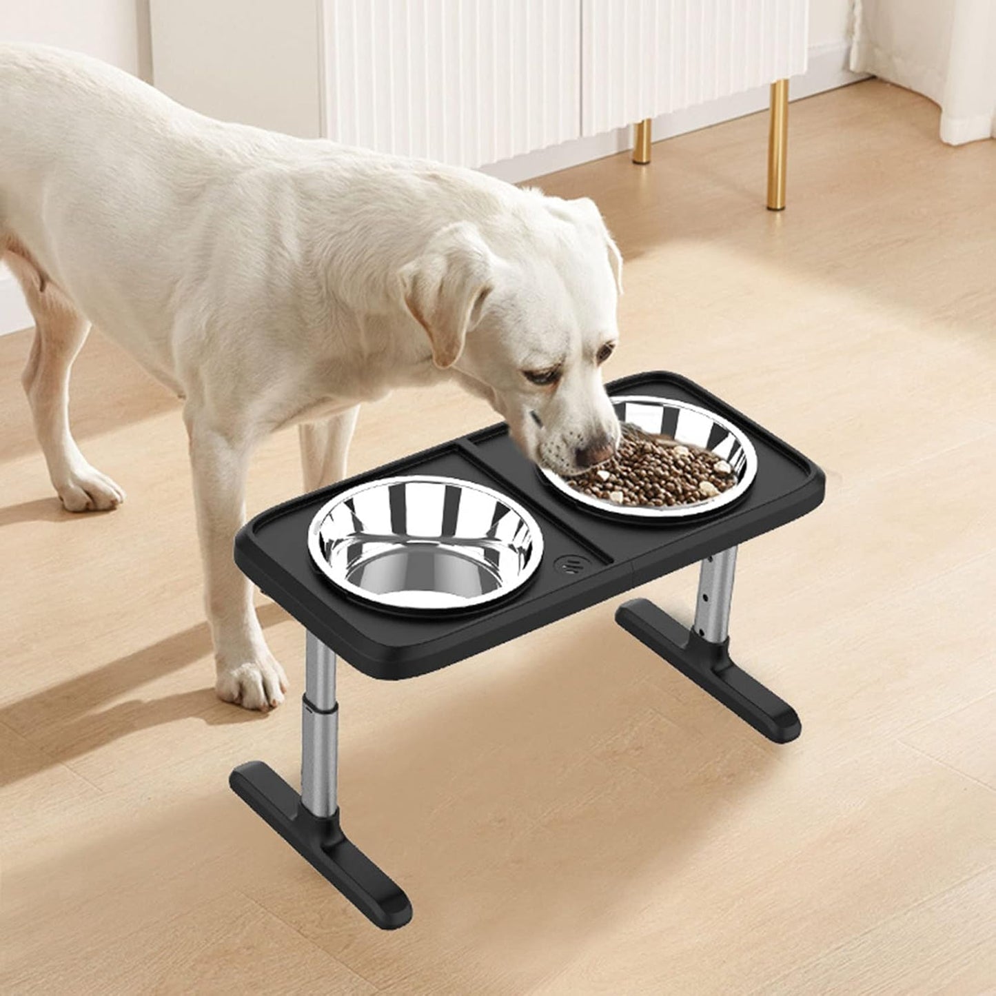 Elevated Dog Bowls, Raised Cat Bowl Stand Feeder with 2 Stainless Steel Food and Water Bowls for Small Medium Large Dogs, 4 Heights 2.9", 8.9", 10.8", 12.6",Black
