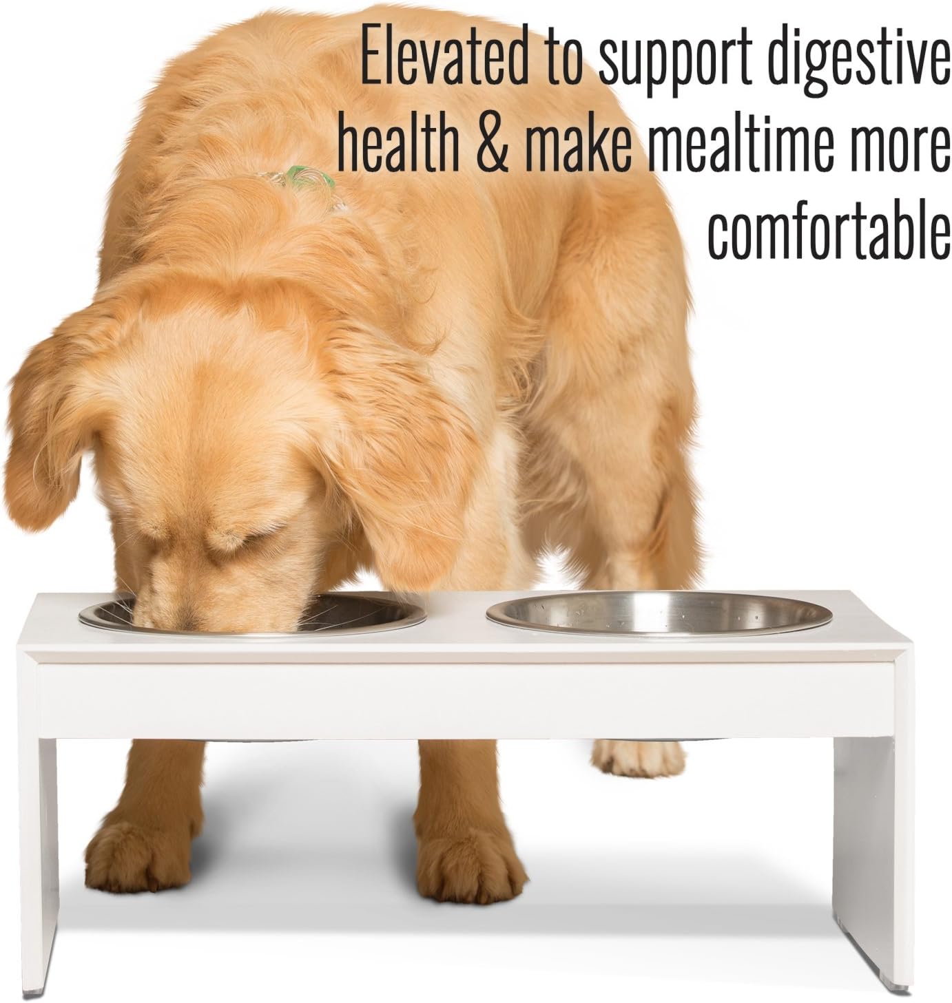 PetFusion Elevated Bamboo Dog Feeder (New) with Water Resistant Seal. (8" Height for Medium & Large Dogs). 2 US Food Grade Stainless Steel 56 oz Bowls
