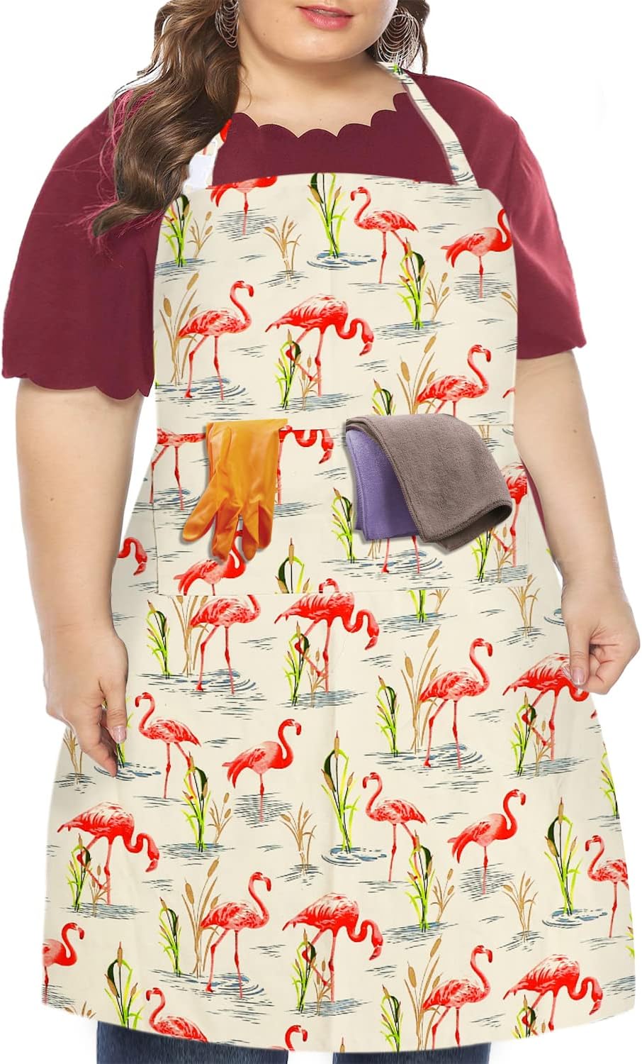 LOLOMLO Oversize Canvas Cotton Apron, Extra Large Aprons with Long Strap, Adjustable Neck Tear Resistant Plus Size aprons