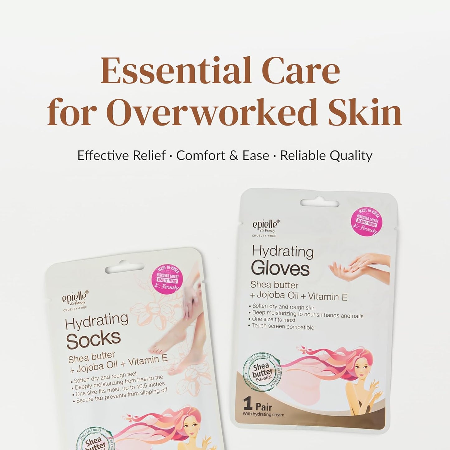 Epielle Hydrating Foot Mask 6 Pairs, Relieve and Soften with Shea Butter & Jojoba Oil, Deep Moisturizing Socks for Dry, Cracked Feet, Self Care Gifts for Women, Spa Kit, Easter Basket Stuffers