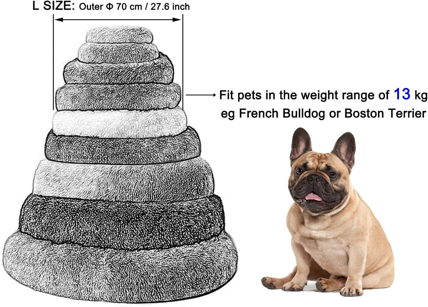 Dog Beds Moisture Proof and Non-Slip Base M/L/XL Size Round Donut Shaped Dog Bed for Dogs or Cats Pet Cushions for Sleeping for Pugs Bulldog or Labrador (Color : 03, Size : Large)