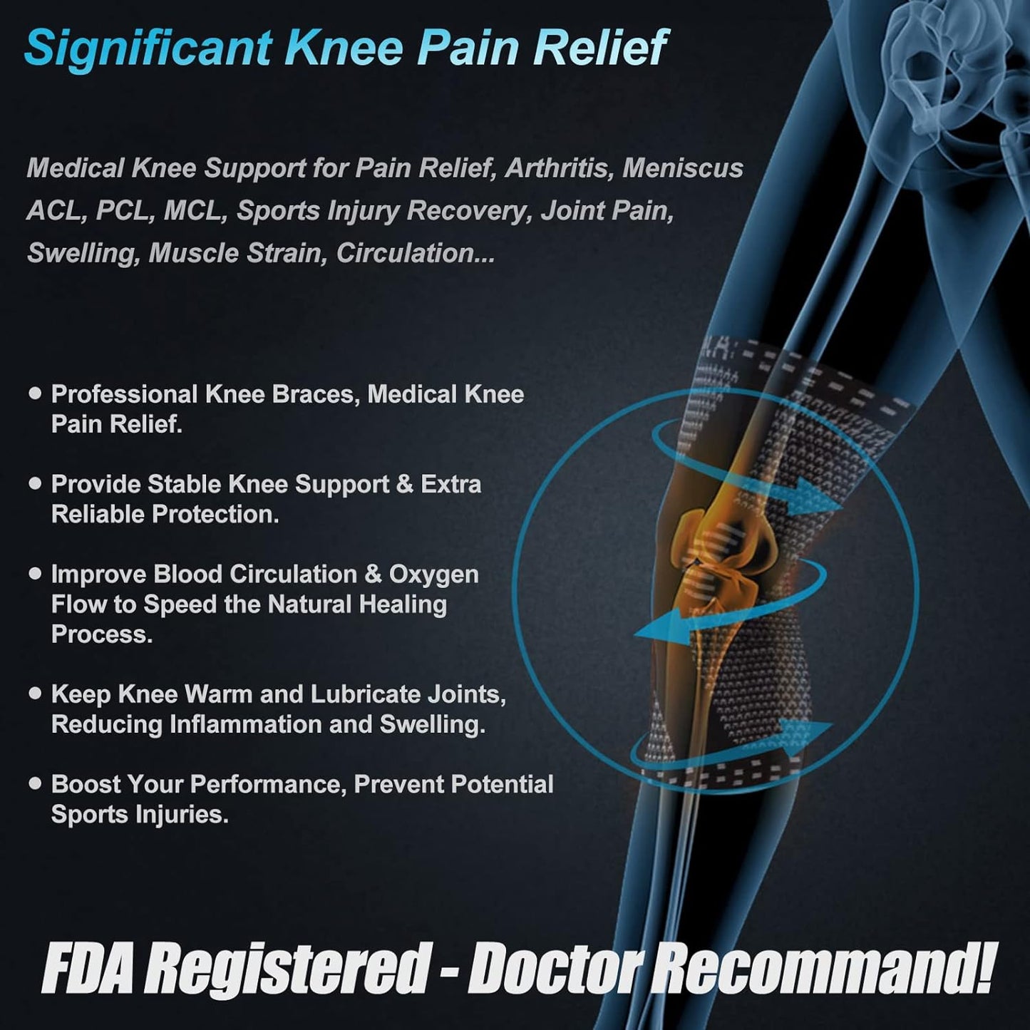 NEENCA 2 Pack Knee Braces for Knee Pain, Compression Knee Sleeves with Patella Gel Pad & Side Stabilizers, Knee Support for Men Women, Meniscus Tear, Arthritis, Joint Pain, ACL,PCL,MCL,Runner, Workout