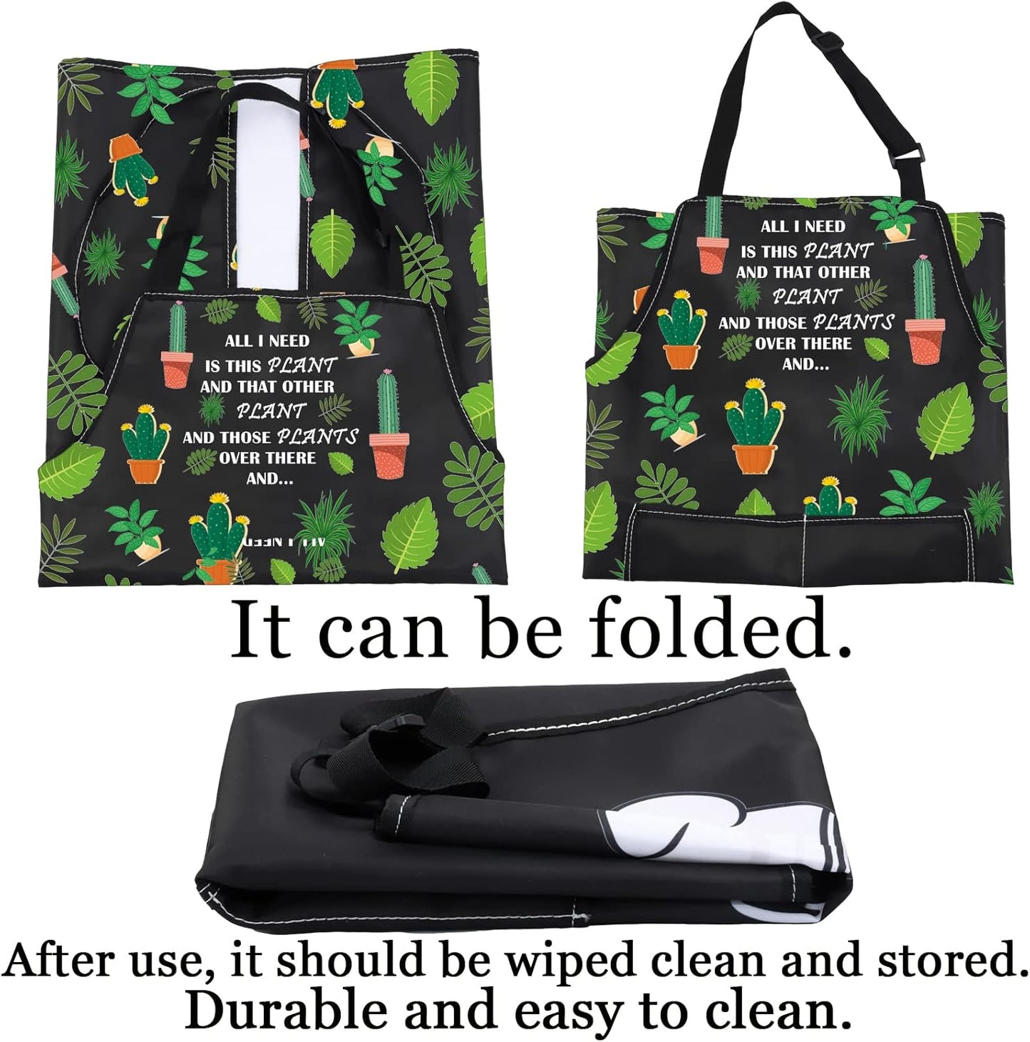 PXTIDY Plant Lover Gift Gardener Apron All Need Is This Plant Lady Gardening Apron Florist Kitchen Gift (Black)