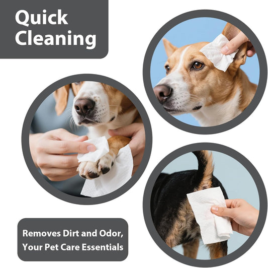 Pet Wipes for Dogs and Cats, Natural Ingredients, Hypoallergenic Dog Wipes for Paws, Body and Butt, Cleaning and Deodorizing, 100 Count