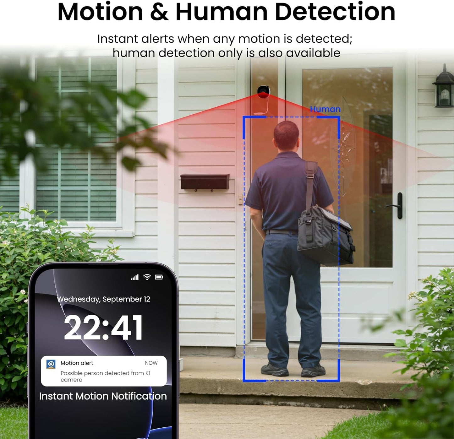 2K No Drill Window Camera-2 Pack 2.4Ghz & 5Ghz WiFi Dome Cameras for Home Security for Indoor & Outdoor Monitoring, Color Night Vision, Human Detection, 24/7 Recording, Ideal for Apartment, K1